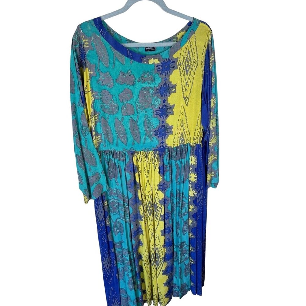 Primitives Simple People Womens Rayon Long Sleeve Maxi Dress Large Pockets Blue